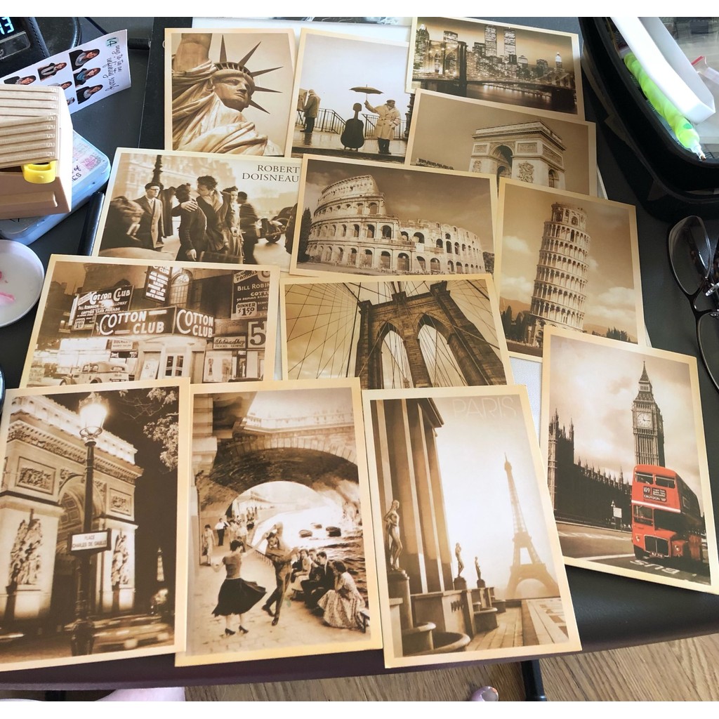 

DIY Retro 32 Pcs/bag Vintage Famous Building Old Travel Postcards For Worth Collecting Greeting Cards
