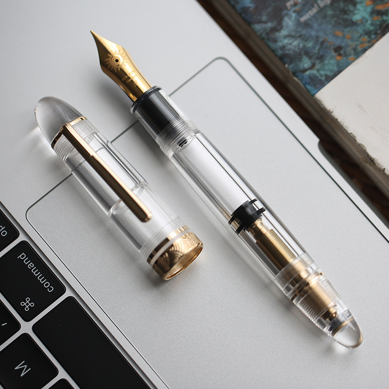 

MAJOHN P140 Large Transparent Demonstration Pen No. 8, 40 Pen Tip, Hard Rubber Pen Tongue, Copper Piston Ink Absorption