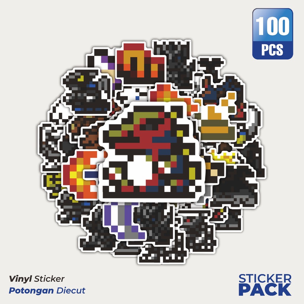 

Super Hemat! 100 PCS Stiker Pixel Digimon V65 Waterproof Aesthetic- Untuk Laptop, Motor, dan Helm - Paper Stationery Pack