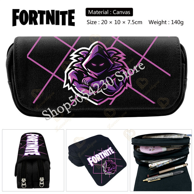 

Fortnited Pencil Bag Cartoon Pencil Case Canvas Holder High Capacity Pouch for Student Stationery Box Boys Girs New Year Gifts