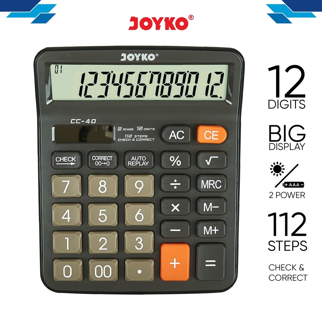 

Calculator Kalkulator Joyko CC-40 12 Digits Check Correct