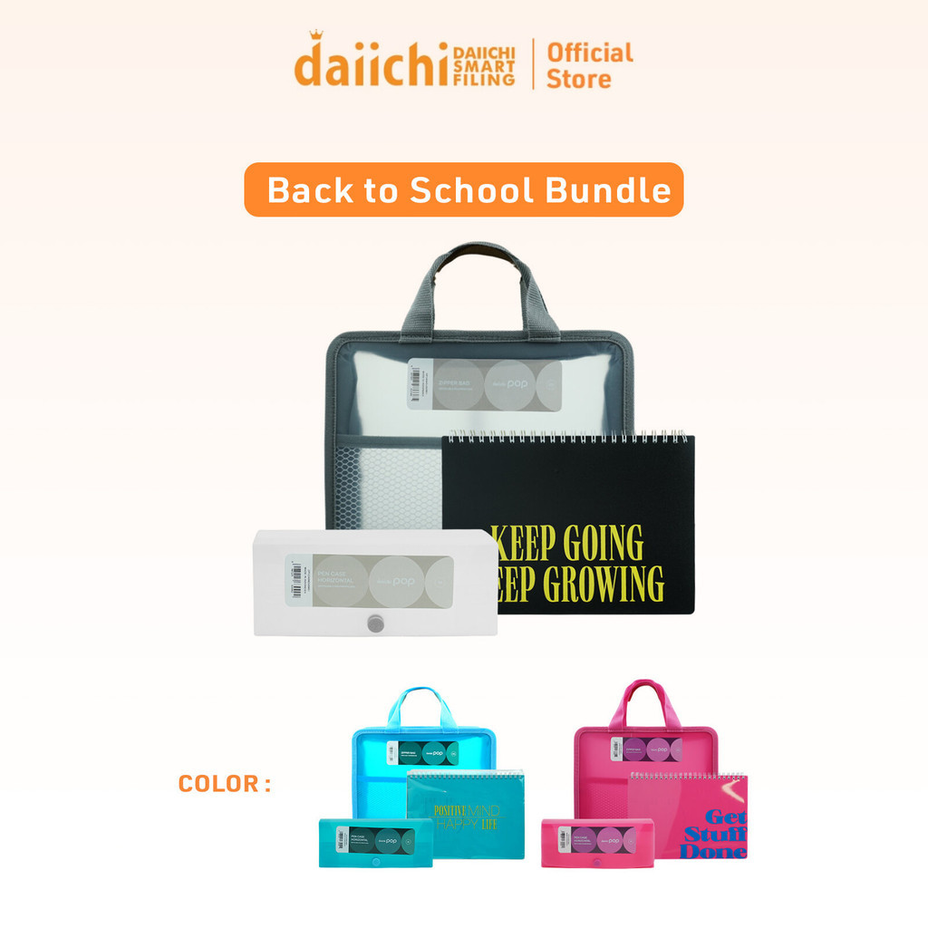 

daiichi Bundle Zipper Bag, Pen Case & Notebook Size A5 Paket Back to School BDL03