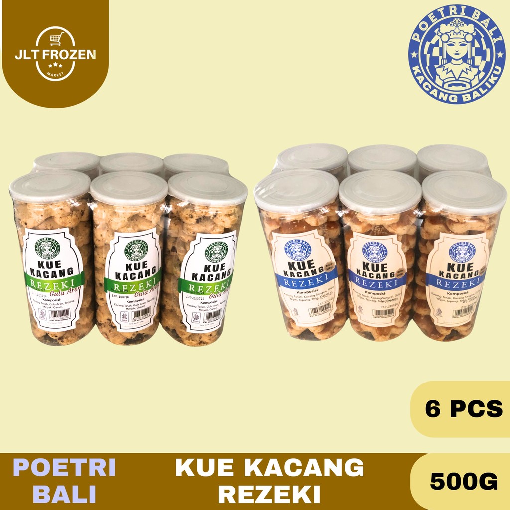 

Poetri Bali Kue Kacang Rezeki Kemasan 500g - 1 BALL / 6 PCS / Kue Kacang Original & Kue Kacang Gula Aren