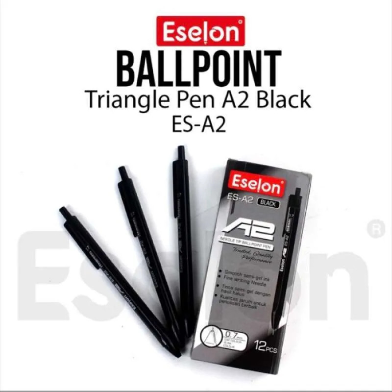 

Pulpen Semi Gel Hitam Triangle Eselon ES-A2 0.7 mm Pena Ballpoint Bolpen Semi Gel Ink Pen