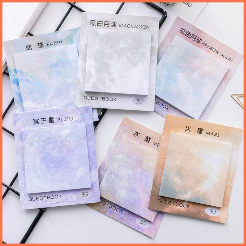 

6Pcs/Lot Cute Planet Memo Pad Square Tearable Sticky Memo Book N Posts Sticky Notes 30Sheets Sticker School Office Stationery