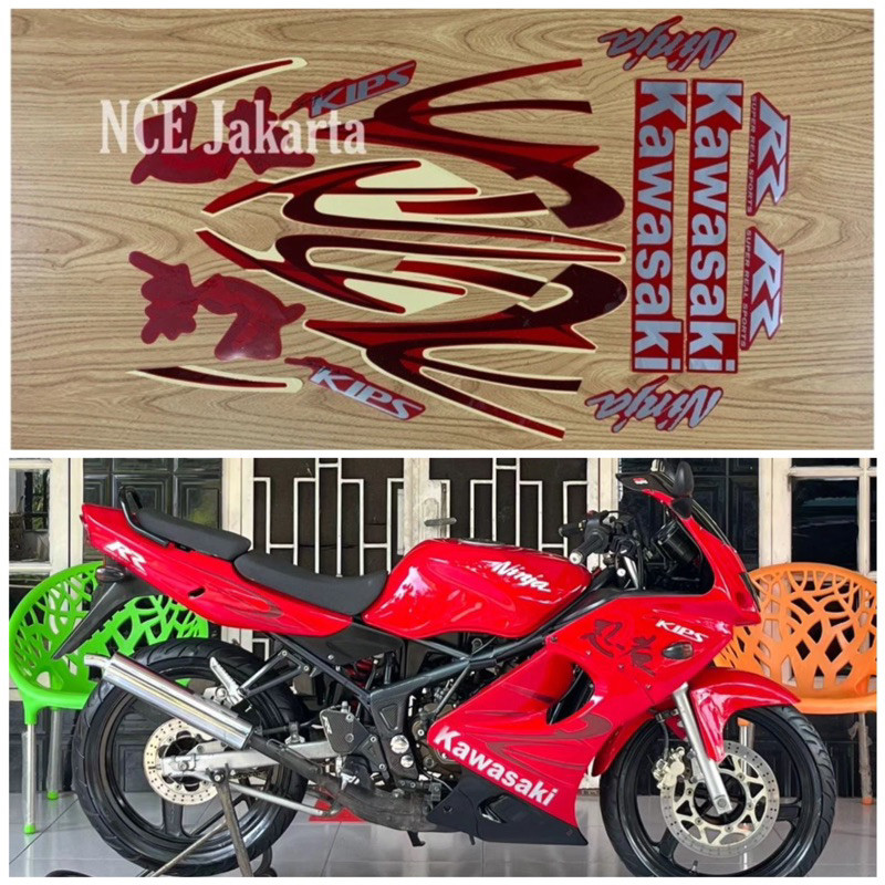 STIKER STIKER STRIPING NINJA RR OLD TAHUN 2011 MERAH