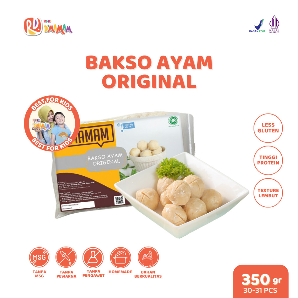 

Radaza D'MAMAM Bakso Ayam Original 350g Pemium Anak MPASI Homemade Non MSG Non Pengawet BPOM HALAL - Adwa Organic