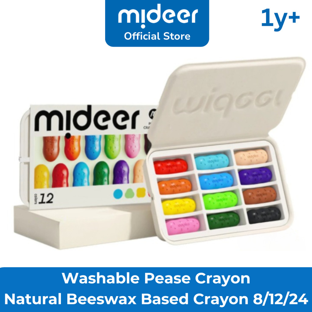 

Mideer Washable Pease Crayon Natural Beeswax Based Krayon 8 12 24 pcs Color Colors Warna Alat Mewarnai Coloring Tools Anak Anak Bayi Balita Perempuan Laki Laki