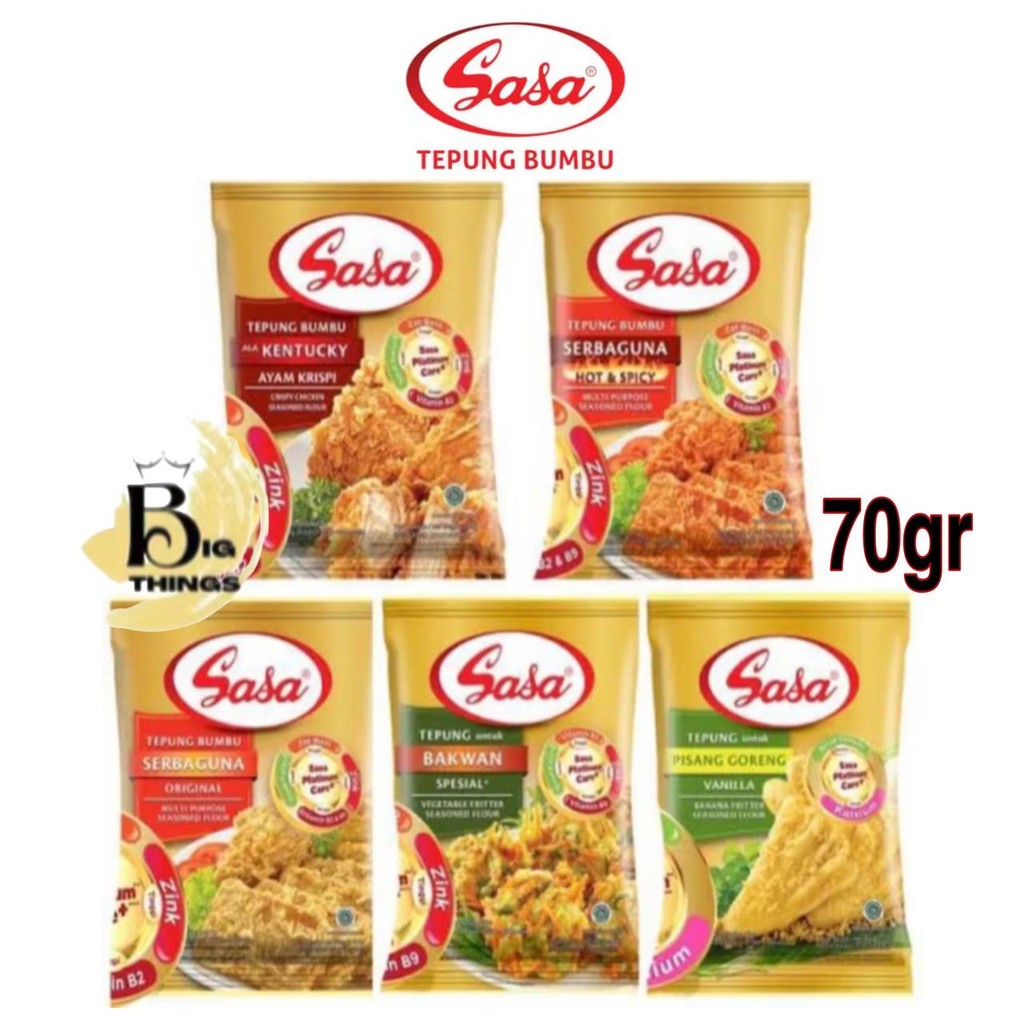 

Tepung Bumbu Dapur Serbaguna Ayam Crispy Kentucky Pisang Bakwan Pedas Spicy Sasa 70 Gram BPOM Halal Original