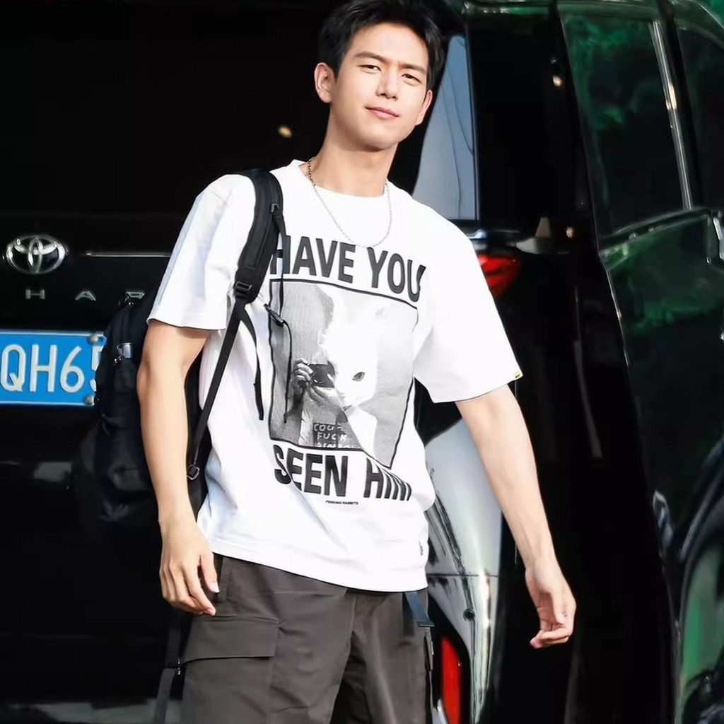 kaos #FR2 Have You Seen Him rabbit Li Xian sama model gaya Amerika cool branded cap print Original D