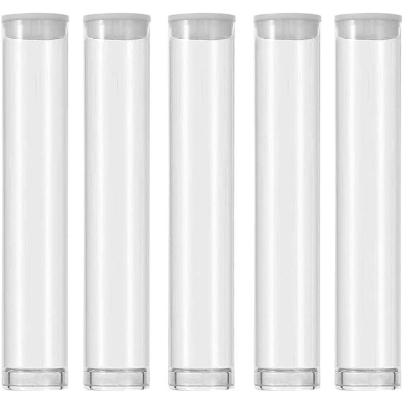 

100Pack Plastic Clear PVC Tube Transparent Storage Empty Cartridges Tube Packaging with Caps 12x70mm-Bead Craft Supply Storage