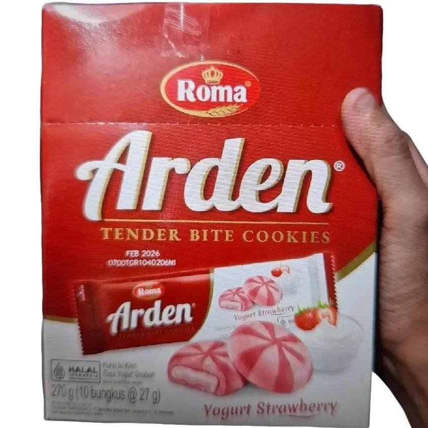 

Roma ARDEN Tender Bite Cookies Box Rasa YOGURT STRAWBERRY ( 10 pcs / box )