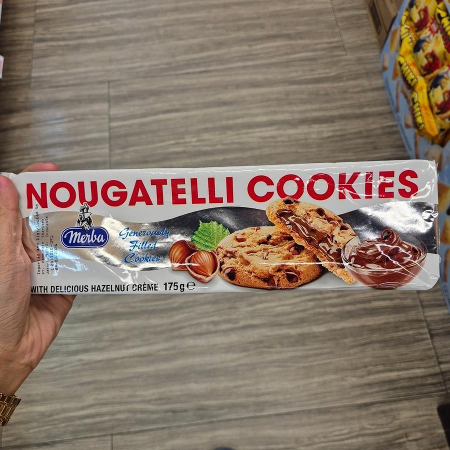 

Merba Nougatelli Cookies Kukis dengan Coklat Hazelnut Kukis Import 175gr