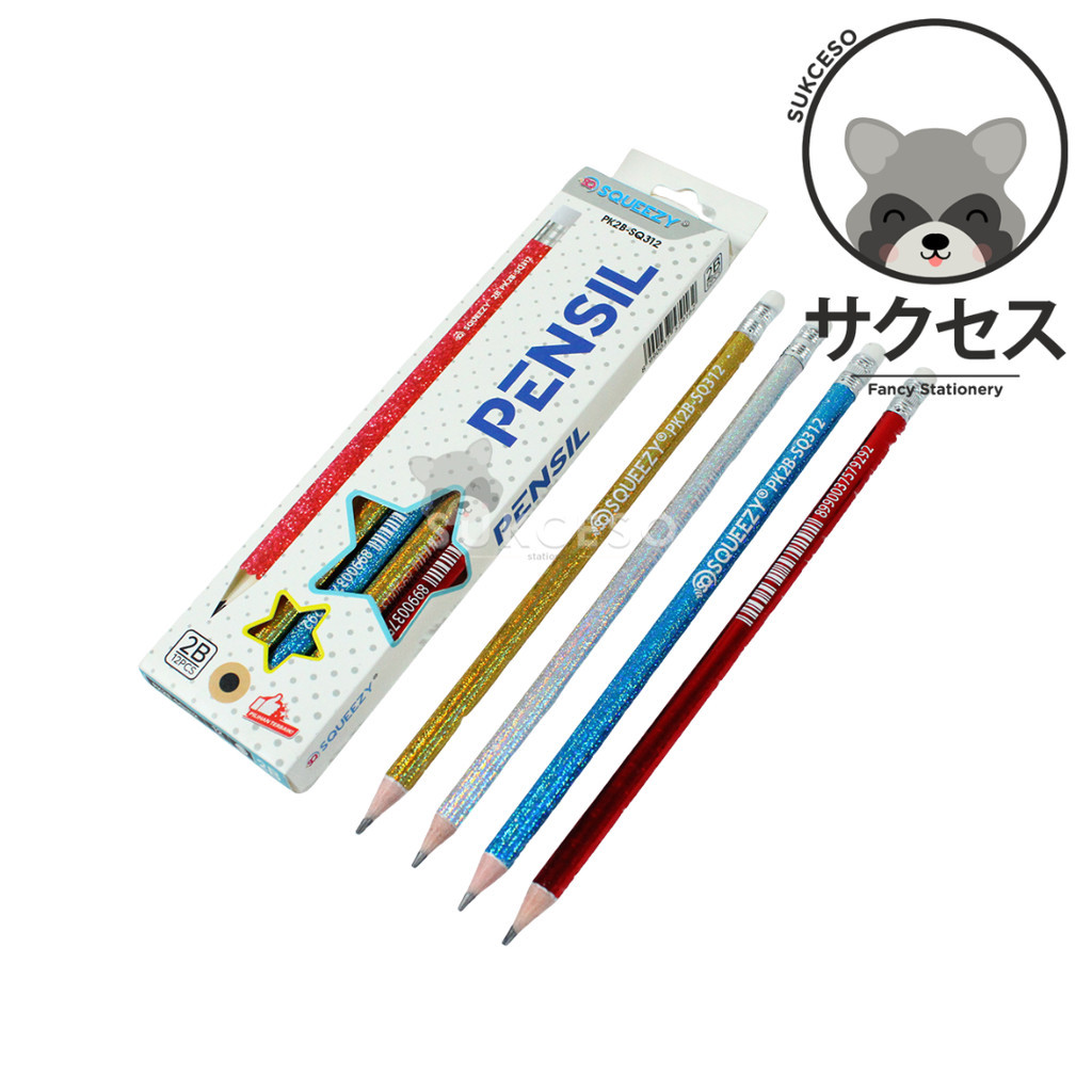 

DIJUAL LUSINAN Squeezy Pensil 2B Sparkling Star + Penghapus PK2B-SQ312