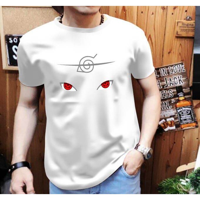 kaos murah oblong cowok keren motif terbaru mata naruto - bisa cod