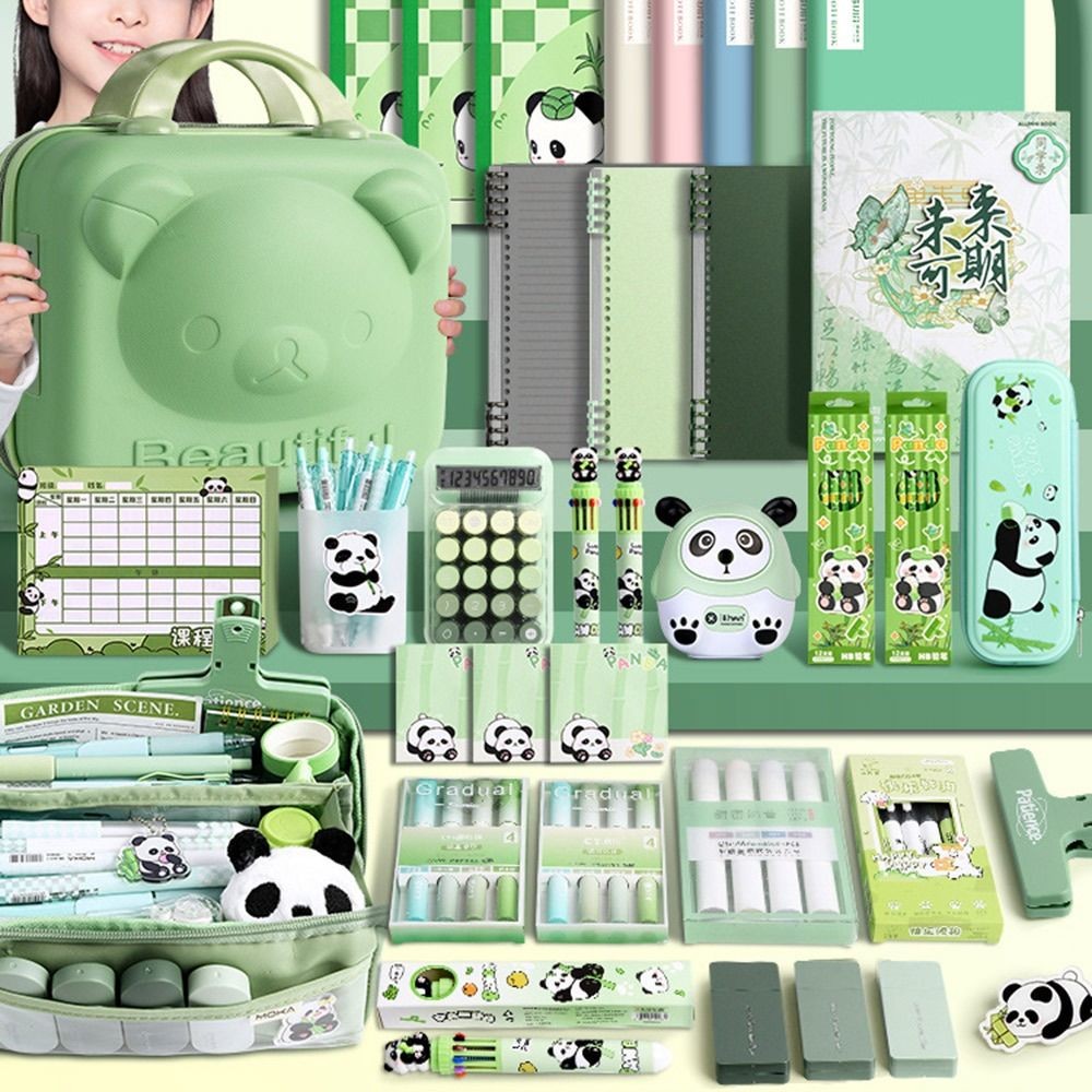 

Panda Stationery Set Student Pencil Case Stickers Learning Supplies Full Gift Box Pencil Stationery Gift