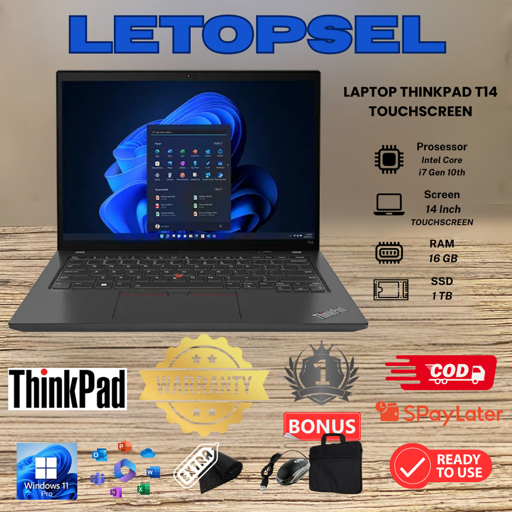 Laptop Lenovo Thinkpad T14 CORE i7 GEN 10 TOUCSCREEN RAM 16GB/1TB SSD