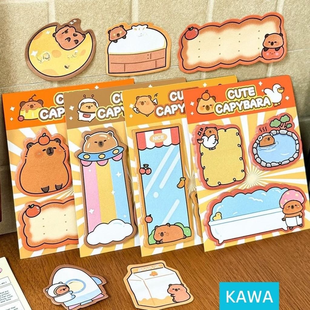 

KAWA Memo Tempel Capybara Lucu 60 Lembar Sticky Notes Karakter Kawaii Random Stick Note