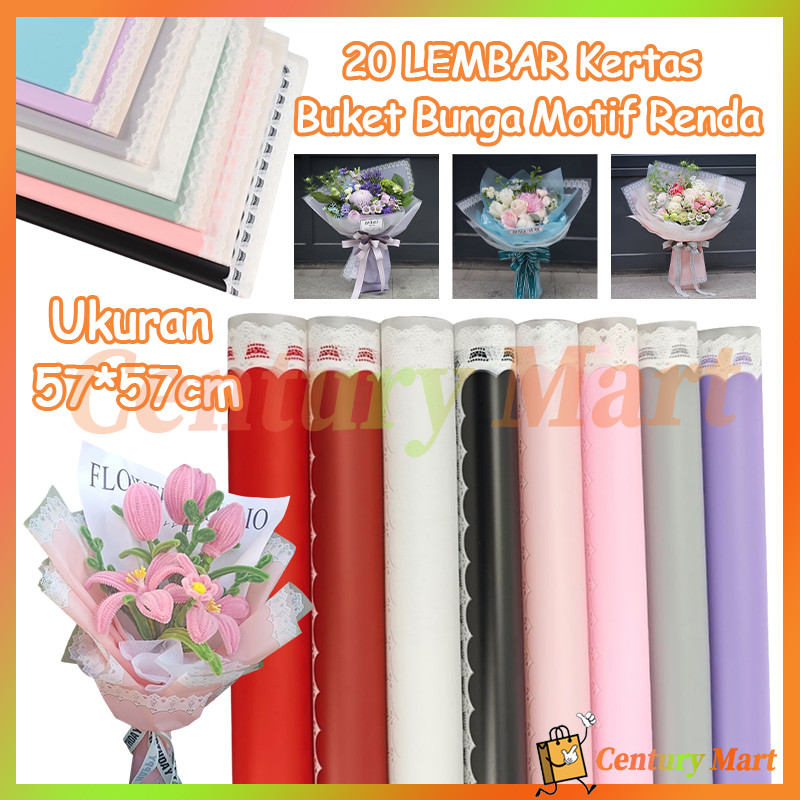 

CM 20 LEMBAR Kertas Motif Buket Bunga Renda Pinggiran Renda Kertas Pembungkus Bunga Selofan Ukuran: 57*57cm
