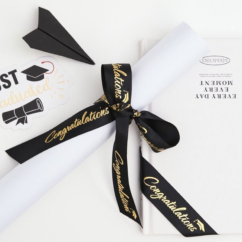 

[1Rol 33 Yard] PITA PER ROLL TULISAN Congratulation Wisuda 2.5CM / pita satin / pita buket