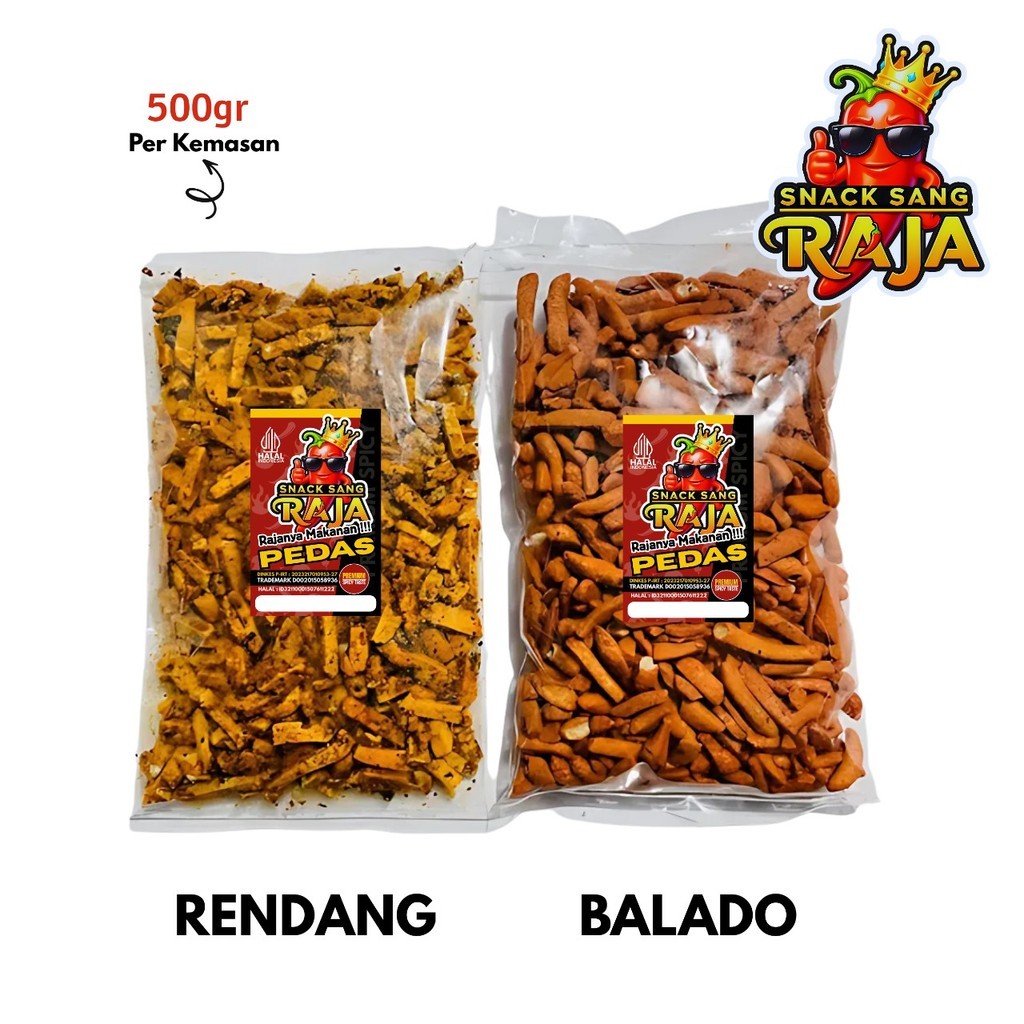 

Snack Sang RAJA - Basreng Beli 1 Dapat 2 Rasa Rendang Dan Balado Bundling 500gr