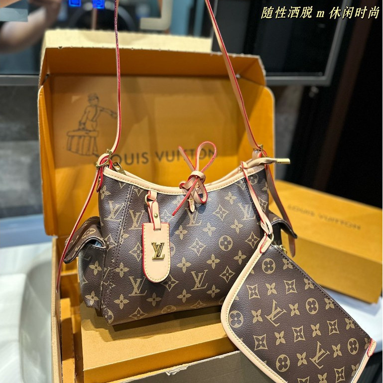 LV new Carry tas belanja denim serba denim Tas selempang wanita