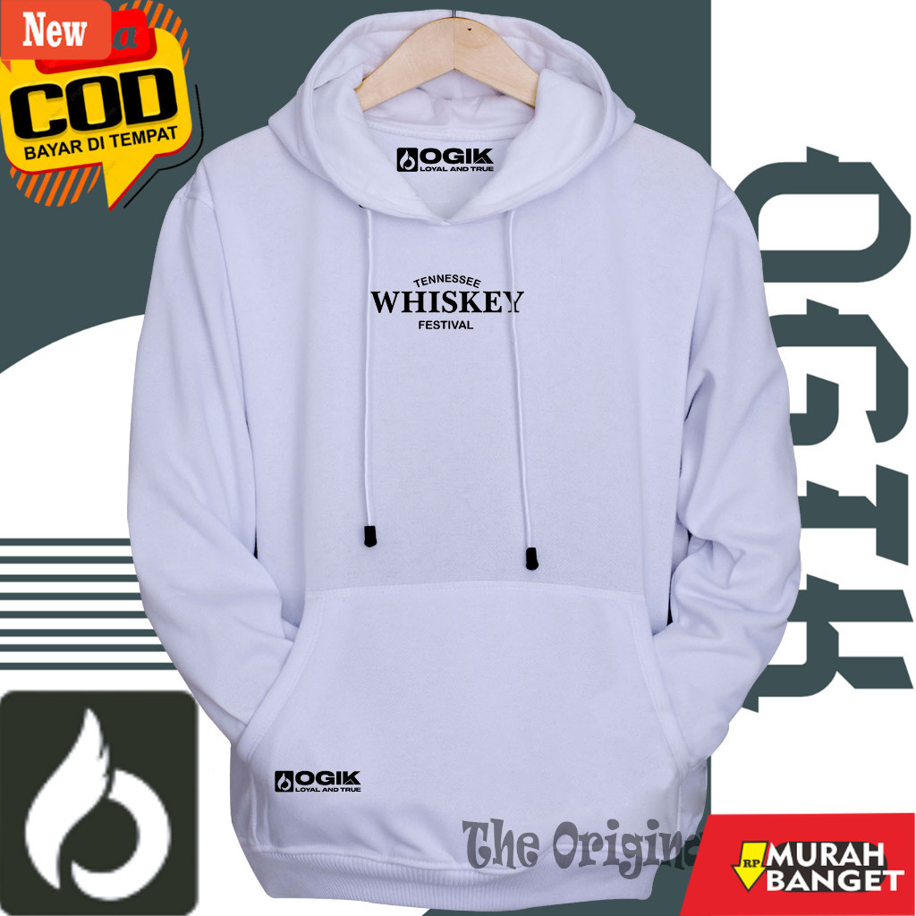 hoodie pria recomended shopee Sweater pria distro terbaru Sablon Wiskey Old Jaket hoodie cowok bahan