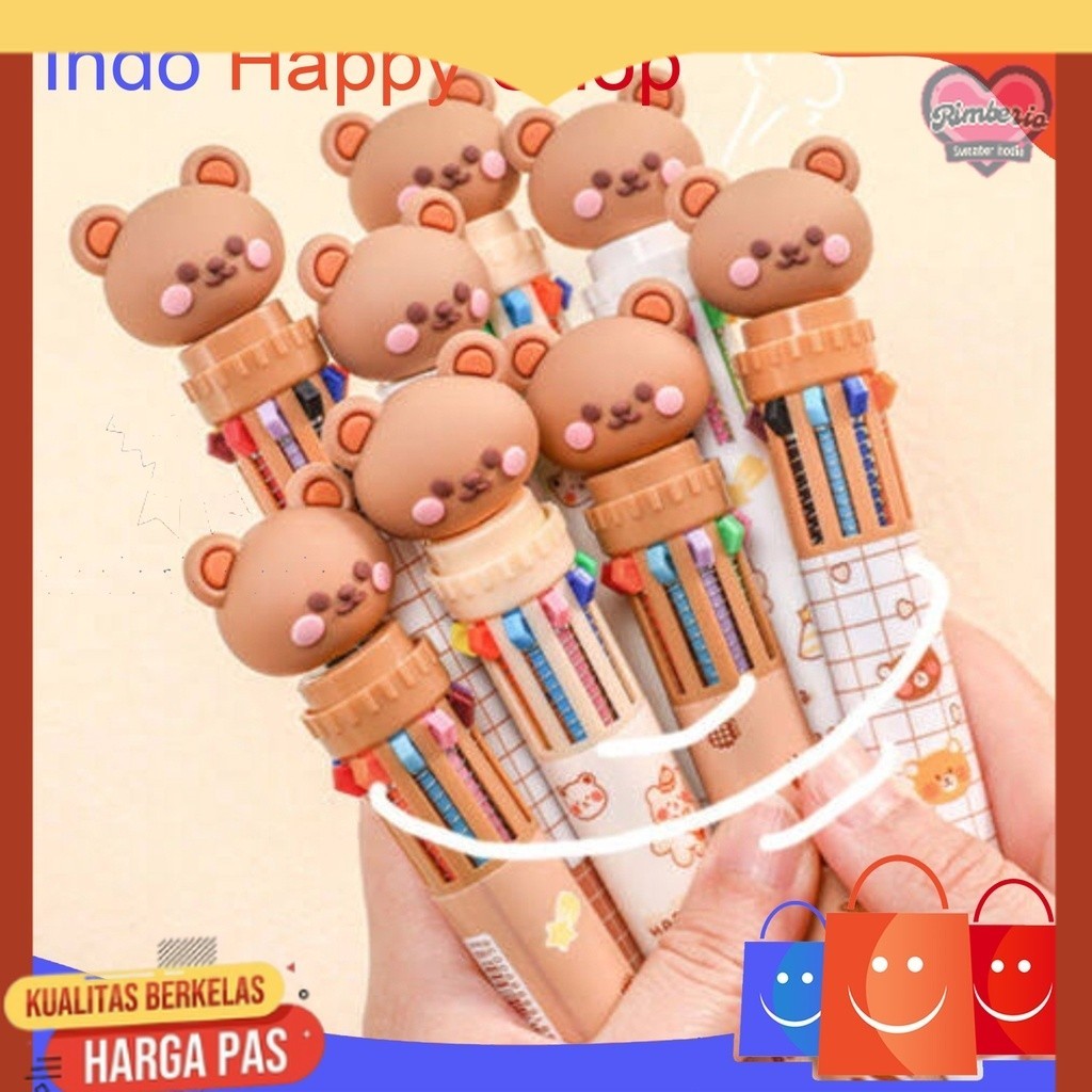 

⭐️ ⭐️Pulpen 10 Warna Pena Motih Beruang Pulpen Karakter Teddy Bear