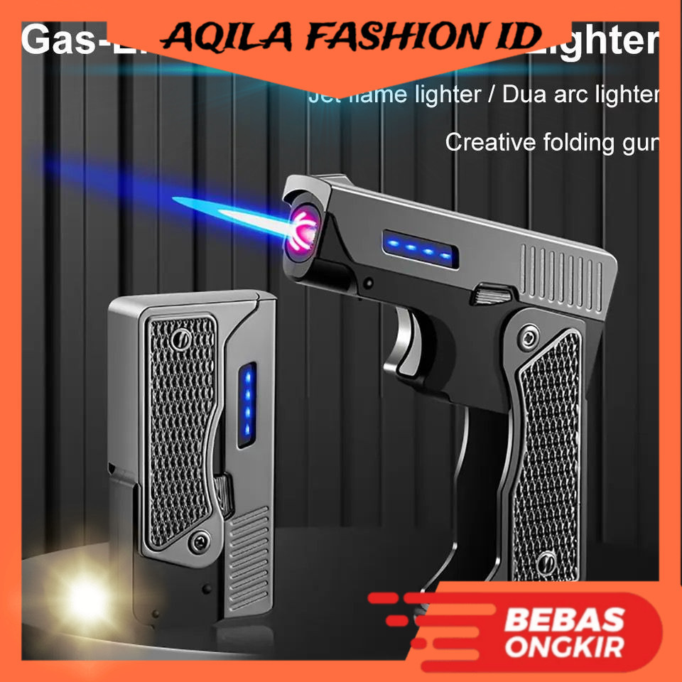 Korek Api Mancis Lipat Dual Fungsi AW856 Gas & Elektirk  Pistol Gift