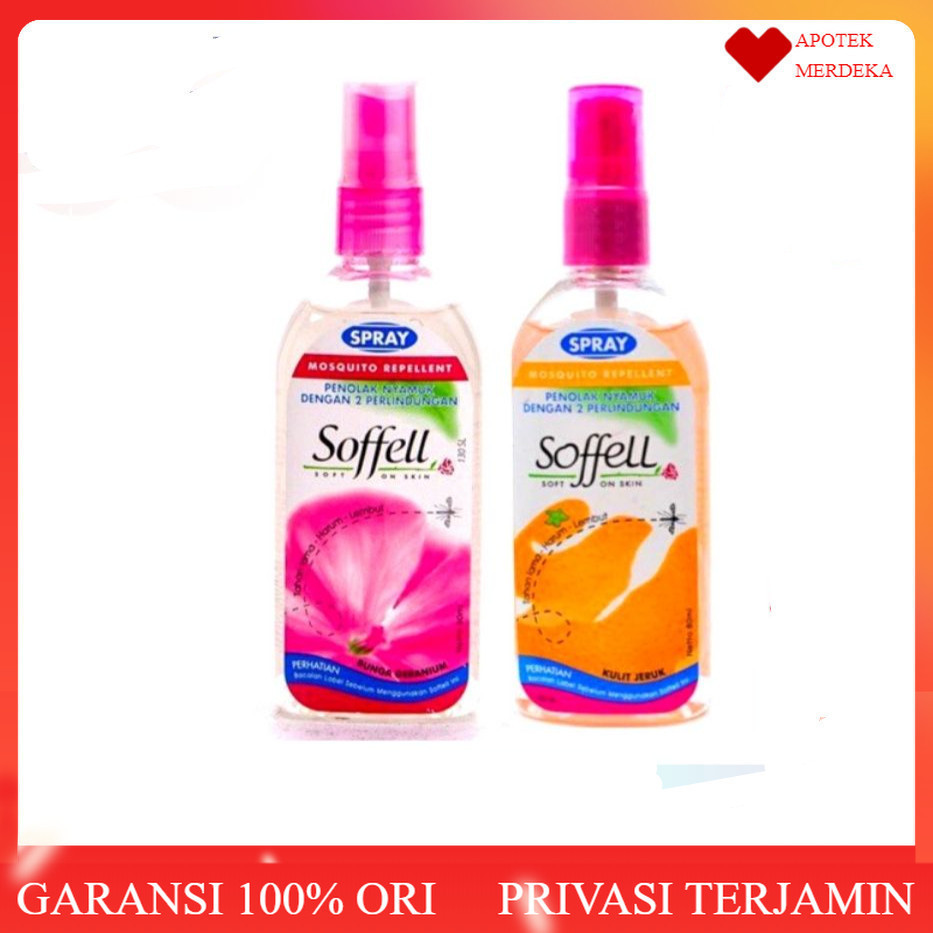 SOFFELL SPRAY 80 ML Wangi Bunga Geranium & Kulit Jeruk - Semprot Penolak Anti Nyamuk Soffel Sofel