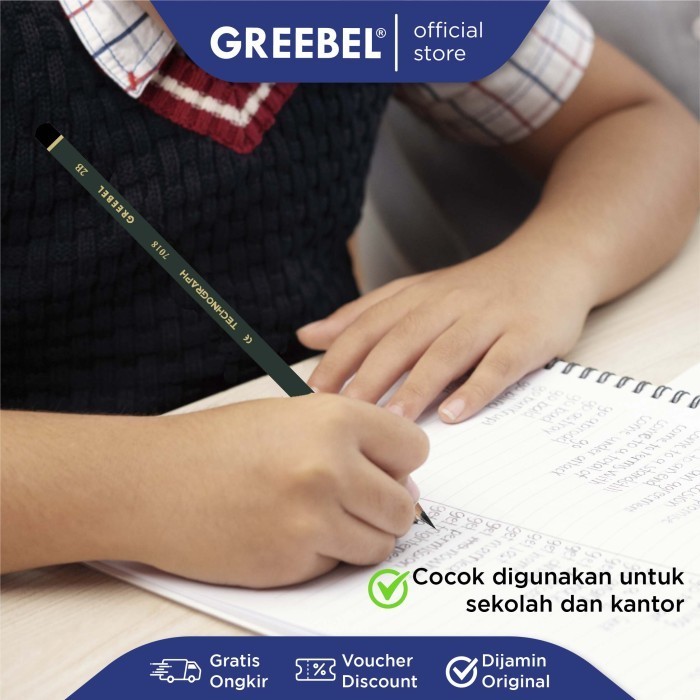 

promo ✨ -GREEBEL PENCIL 2B 7022 (12 PCS)/Pensil Kayu Graphite utk Ujian&Gambar