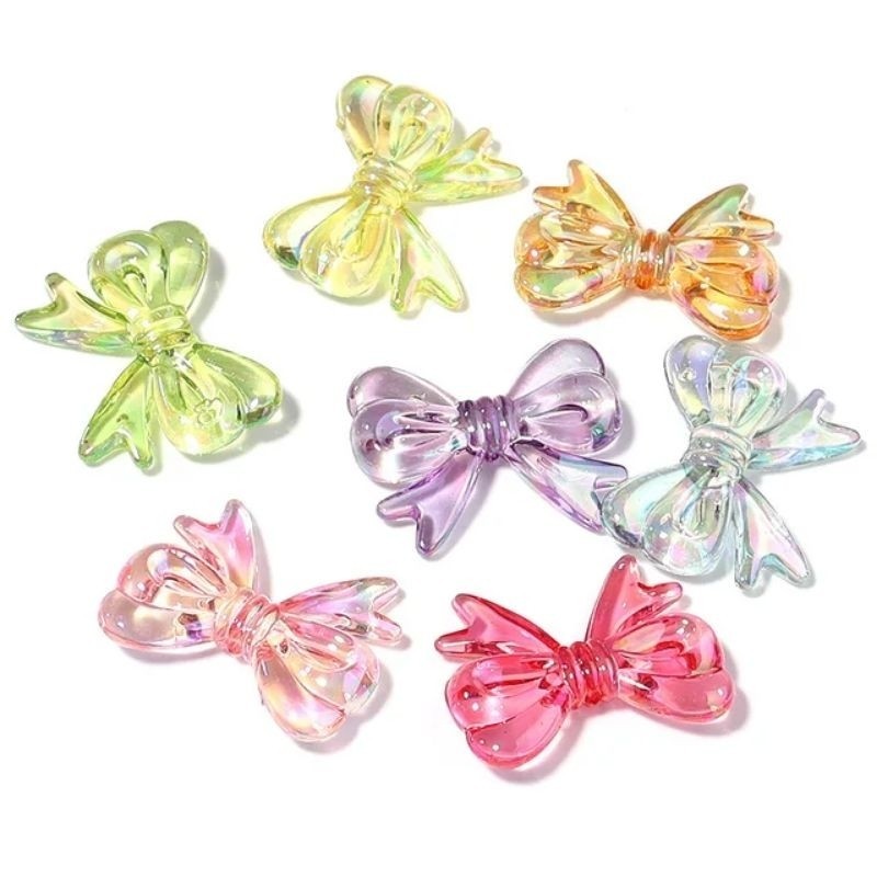 

10 gr Mote KACA PITA KUPU COLORFUL CLEAR AB Warna Warni Bowknot RIBBON Manik Monte Parel Motif Anak Bead Beads Bow Transparan Transparent