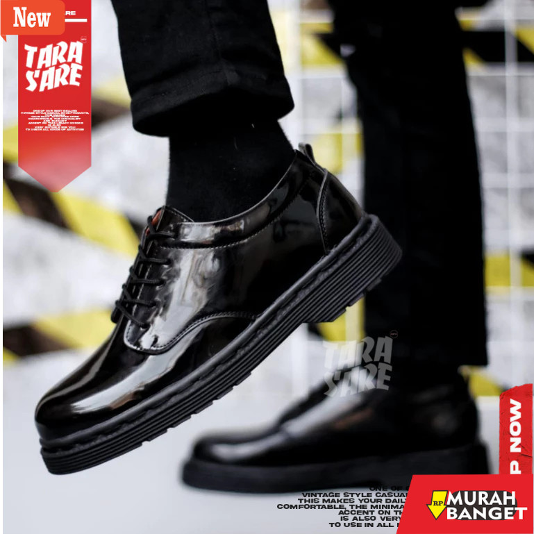 sepatu pantofel pria keren JAMES - Sepatu Pantofel Mengkilap Hitam Formal Kerja Kantor Pria Pdh