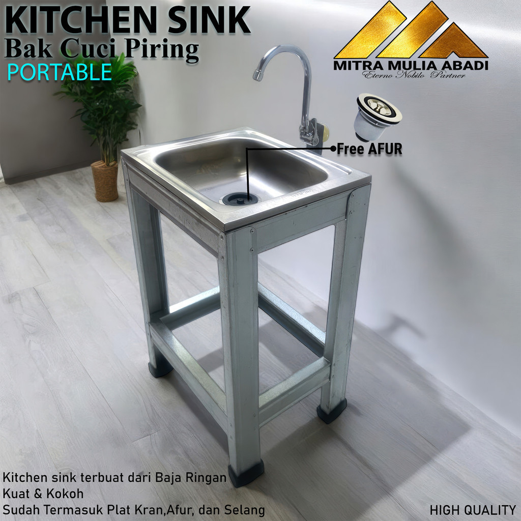 Bak Cuci Piring Portable Baja Ringan Uk 50cm Portabel Kitchen Sink Afur - Wastafel Portable Cuci Pir