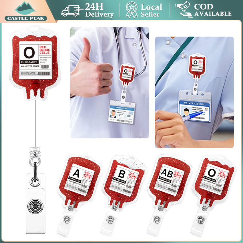 

Doctor Nurse Work Badge Holder Gantungan Id Card Retractable Badge Holder Blood Type Badge Reel Halloween Themed