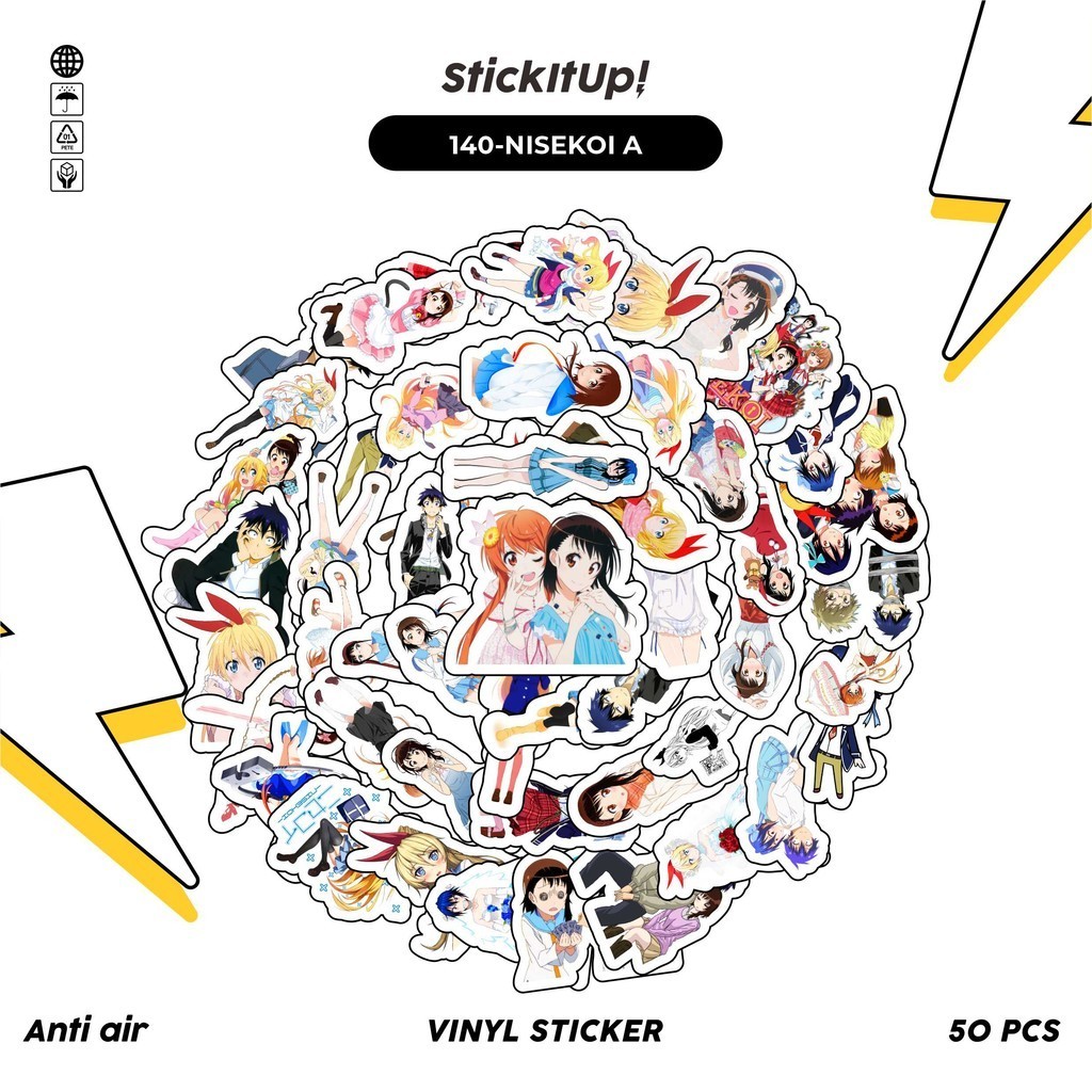 

COD✨ 50 Pcs Stiker Pack Motif Anime Nisekoi Lucu Aesthetic Vynil Waterproof untuk Freebies Sticker Buku Journal Casing HP Laptop