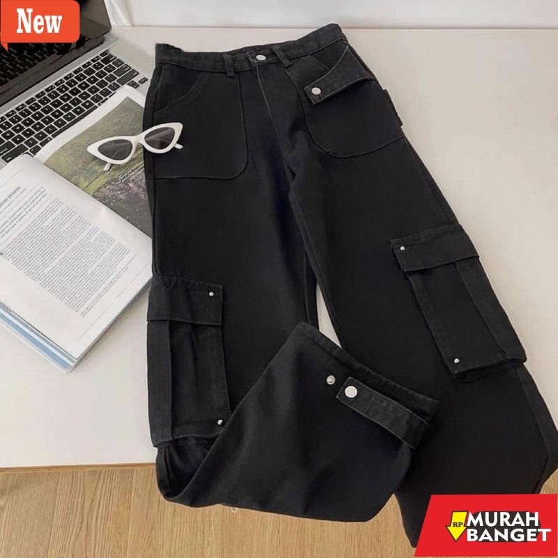 Celana cargo katun drill yg kekinian- XIAOZHAINV Pants Wanita Gaya Korea Semua Cocok Untuk Wanita | 