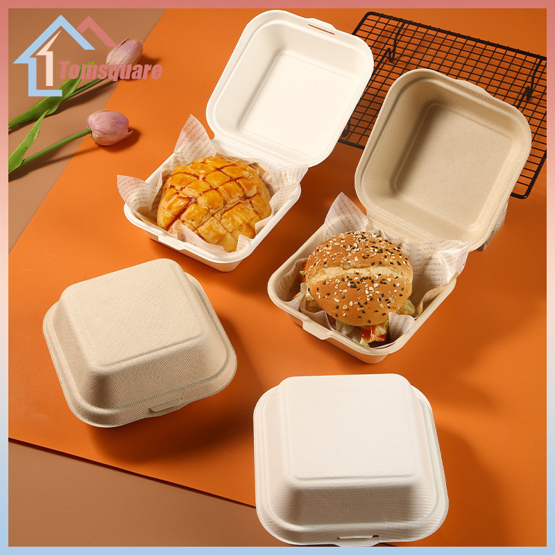 Bagasse Natural Lunch Box Burger BOX BENTO CAKE BOX KOREAN CAKE BOX TART MINI BOX CAKE MINI