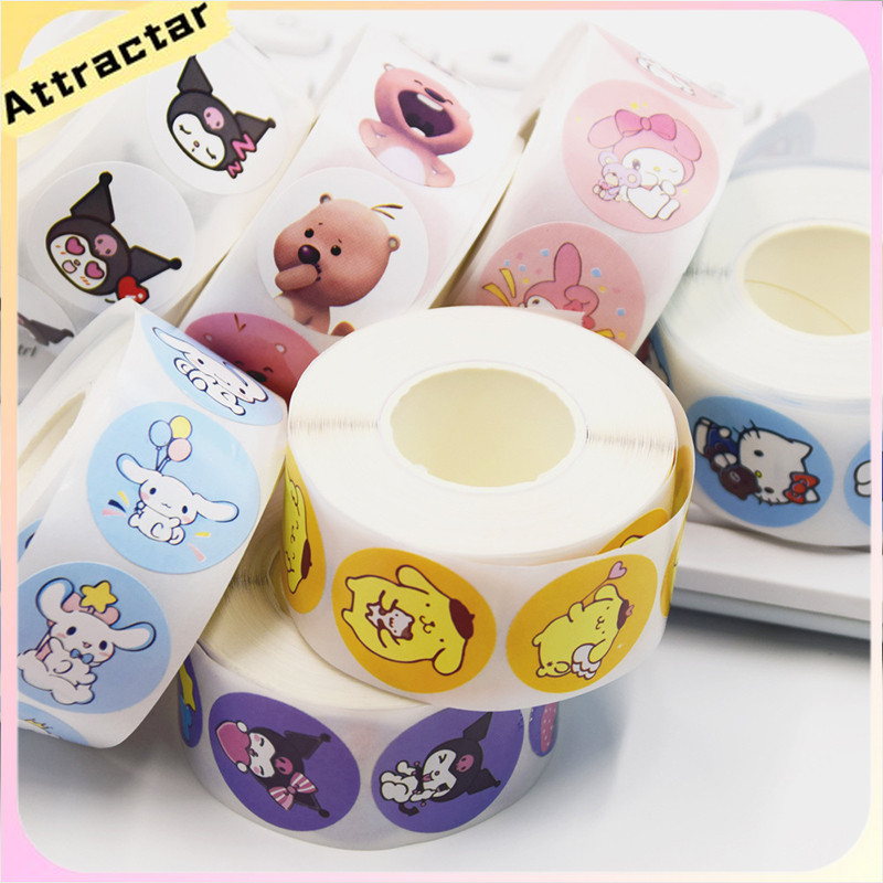 

Kartun Sanrio Sticker Kuromi Melody Sealing Sticker Lucu Bulat Sticker