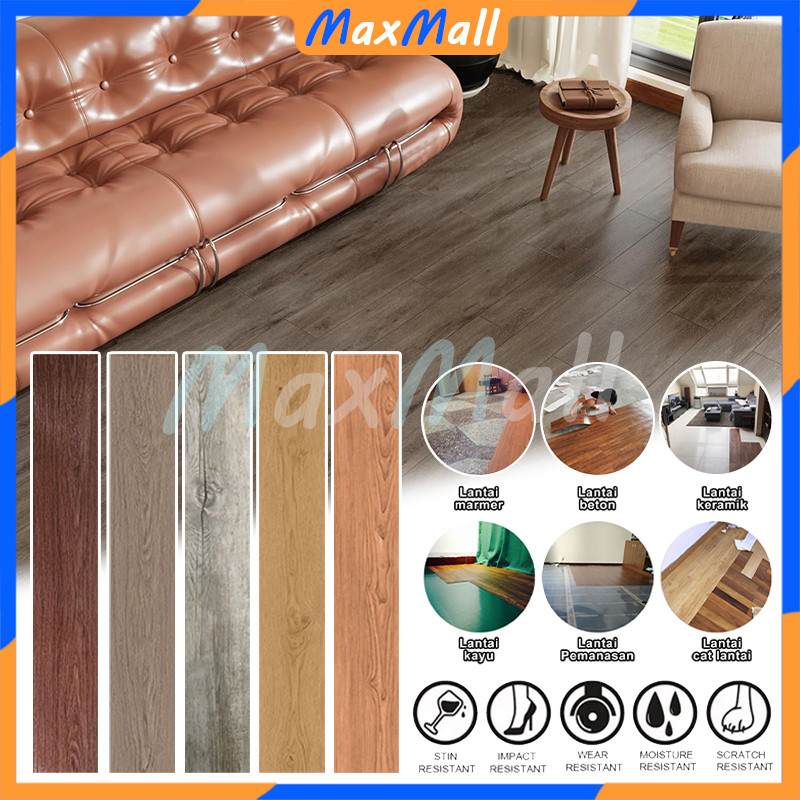 Lantai kayu parquet Dengan Lem 91.5CM X 15CM Stiker Lantai Vinyl Dengan Lem Motif Kayu Vinyl Lantai 