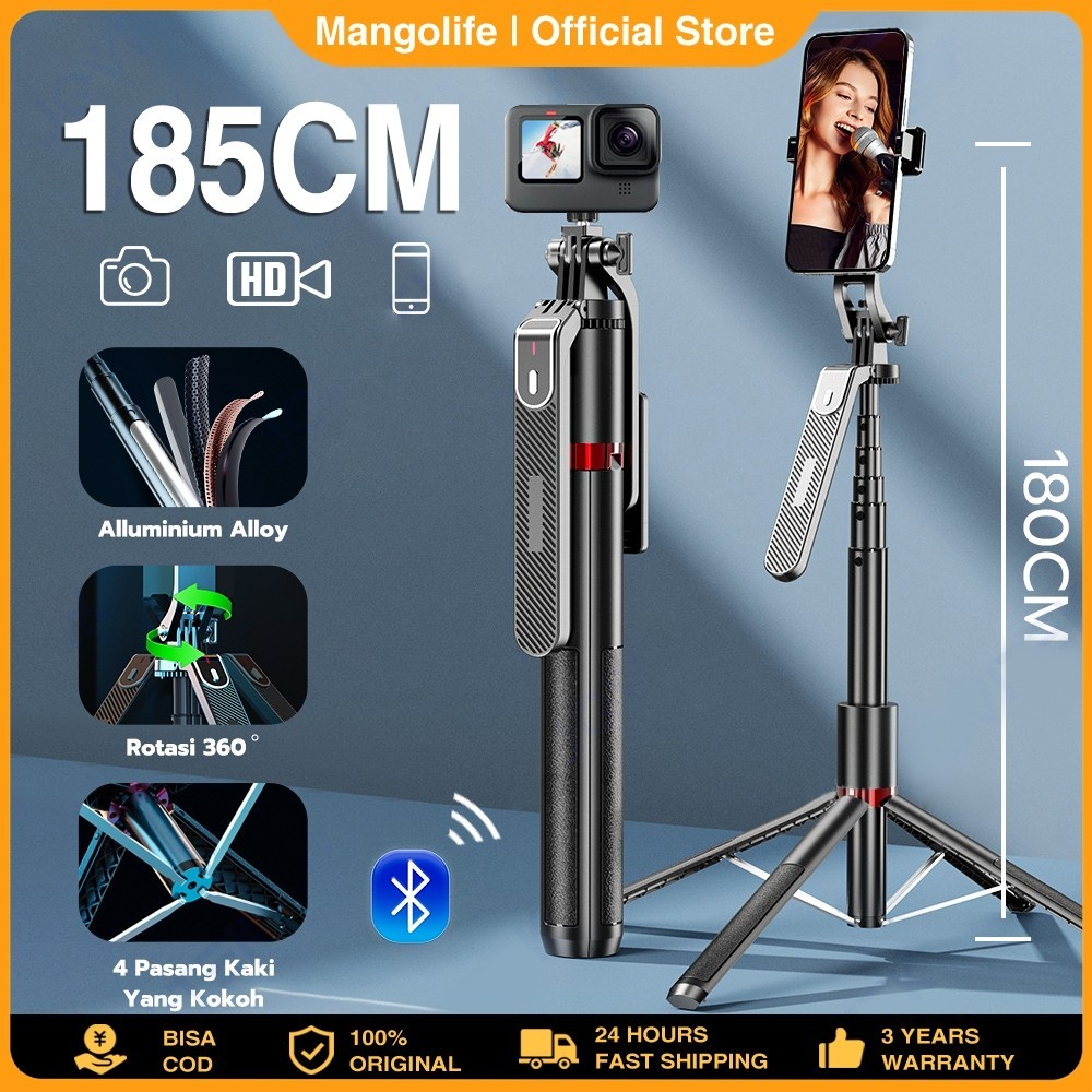 P185M Tongsis Tripod Bluetooth Selfie Stick Gimbal Stabilizer Remote Tripod HP Kamera DSLR Tongsis d