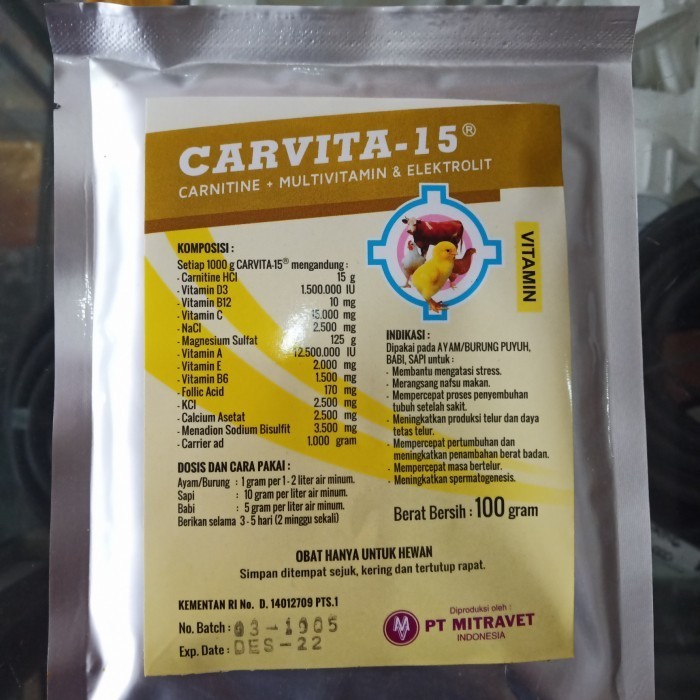 

CARVITA - 15, Carnitine + Multivitamin + Electrolit