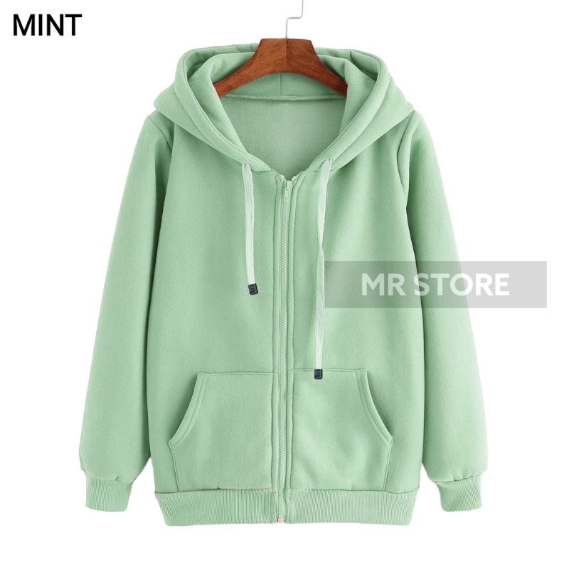 JAKET ZIPPER HOODIE POLOS RESLETING JACKET SWEATER MINT SAGEGREEN PRIA WANITA UNISEX MR STORE// PROD
