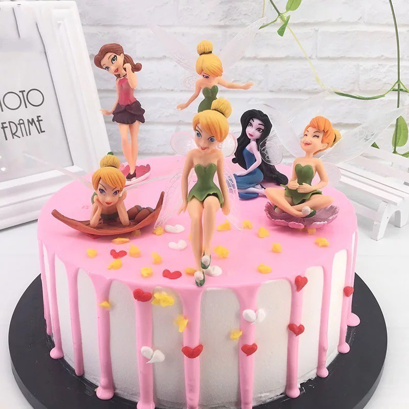 Action Figure Tinkerbell Isi 6 Pcs Miniatur Mainan Aksesoris Kue Topper Kue Cake Tinkerbell / Hiasan