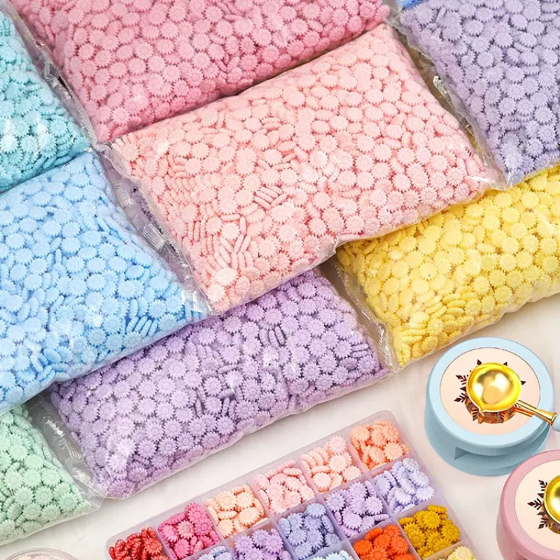 

Sunflower Multi-color Fire Paint Seal Wax Particles 500g about 2170pcs for Envelope Wedding Ancient with Stamp