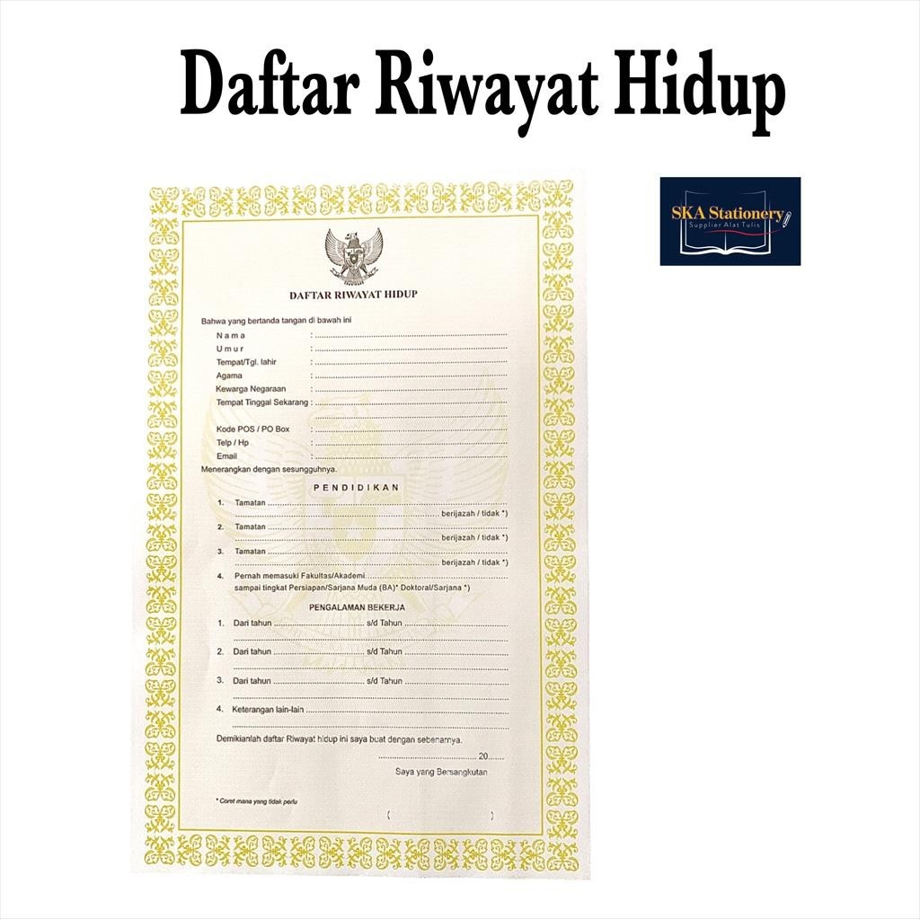 Daftar Riwayat Hidup /  Kertas Riwayat Hidup (Pak)