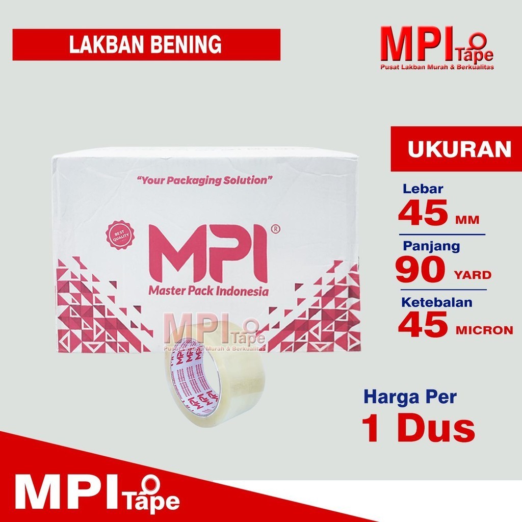 

1 Dus - Lakban Bening Uk 45 mm x 90 Yard - Lakban Packing - MPI