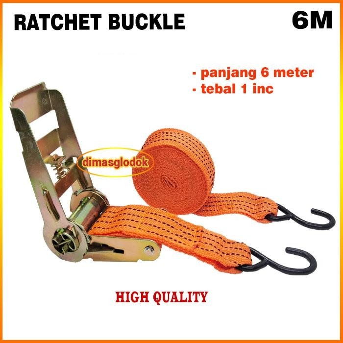 Tali Ratchet Rope FREED 6 Meter Tali Trek Krek Tali Ikat Webbing Cargo Lashing Belt Tali Truk Ikat