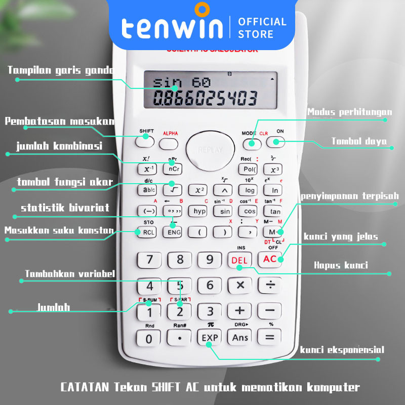 

Kalkulator Color Function Scientific Kalkulator 24 Fungsi Kalkulasi 1700 scientific calculator-tenwin offical