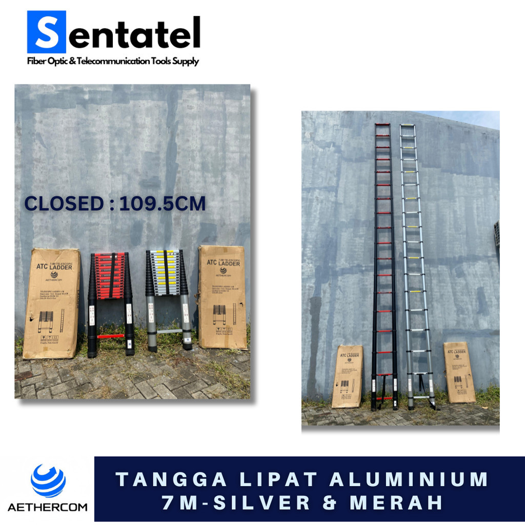 TANGGA LIPAT SINGLE TELESKOPIK ALUMINIUM 7 METER ATC TANGGA LIPAT / TANGGA TANGAN/ TANGGA TELESCOPIC